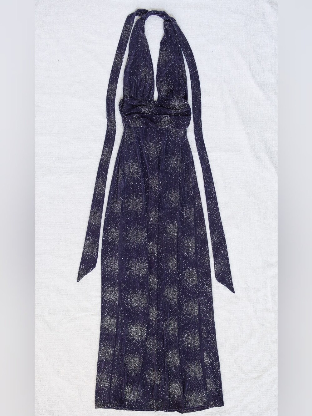 Lucy in the Sky Petra Celestial Glitter Halter Dress Plunging Neck Size S Prom - Picture 3 of 13